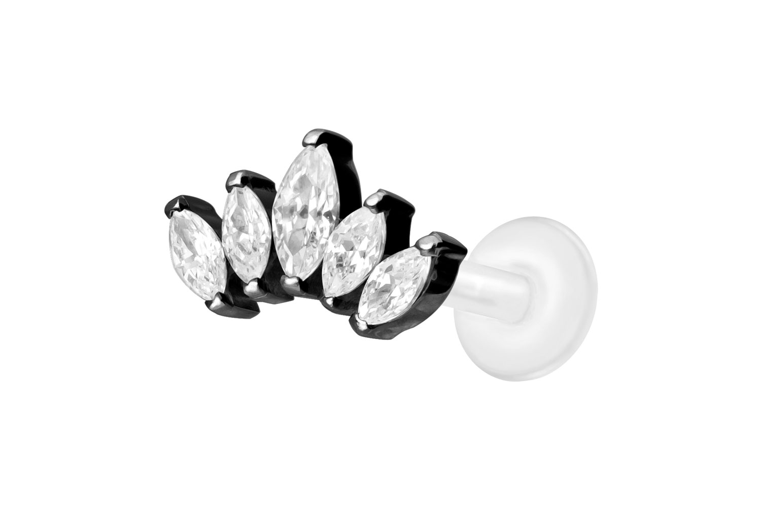 PTFE Labret Piercing mit Innengewinde + Titan-Aufsatz LOTUSBLÜTE